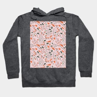 Cute retro print with falling leaves, berries and tree branches Hoodie